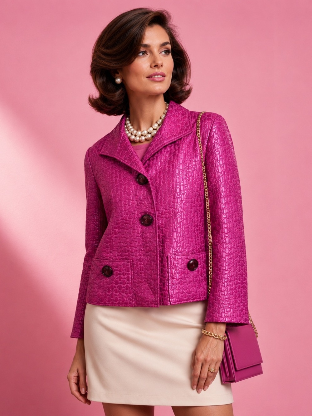 600 West Magenta Textured Blazer Jacket Career Office Business Chic‎ Size 8 EUC